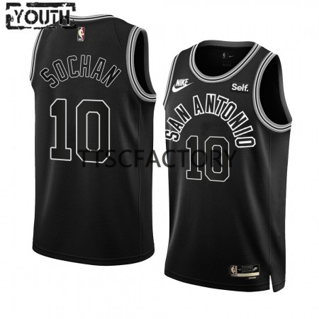 Dres San Antonio Spurs Jeremy Sochan 10 Nike 2022-23 Classic Edition Crno Swingman - Dječji